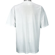 1994 vintage NCAA Arkansas Razorbacks National Champions T-Shirt by Jerzees. White in color with stats spell-out printed by Red Oak Sportswear, X-Large in size and is in excellent condition.