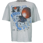 1990s vintage NBA Cleveland Cavaliers breakout-style T-Shirt by 20-20. Grey in color with spell-out and NBA basket ball on front, X-Large in size and in excellent condition.
