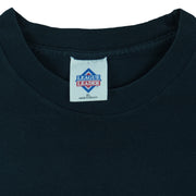 1990s vintage NHL Colorado Avalanche T-Shirt by League Leader. Black​ in color with big logo, X-Large in size and is in excellent condition.