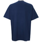 1998 vintage NFL Denver Broncos, Super Bowl XXXII Champions, T-Shirt by Lee. Blue​ in color with big spell-out and logo on front, tag is X-Large but fits Large in size and is in very good condition.