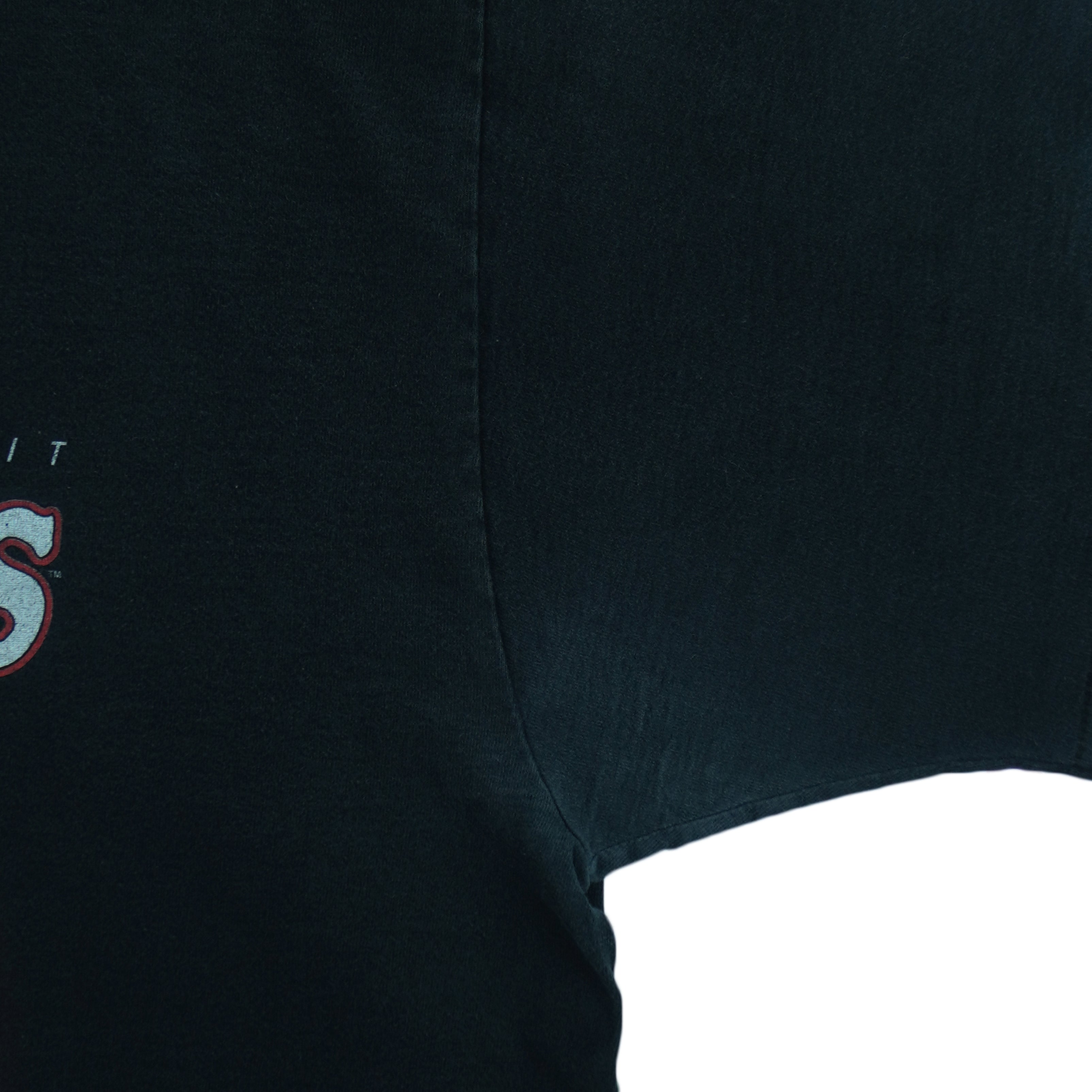 1997 vintage NHL Detroit Red Wings, Stanley Cup Champions Ring T-Shirt by Pro Player. Black in color with spell-out on front and brand emblem embroidered on left sleeve, X-Large size and is in excellent condition.