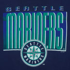 1993 vintage MLB Seattle Mariners big spell-out T-Shirt by Competitor. Blue in color, fitting Medium in size and is in excellent condition.