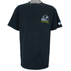 1990s vintage NFL Pittsburgh Steelers embroidered T-Shirt by Logo Athletic. Black in color with patch above right breast and on left sleeve, fits X-Large and is in excellent condition.