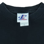 1990s vintage NFL Pittsburgh Steelers embroidered T-Shirt by Logo Athletic. Black in color with patch above right breast and on left sleeve, fits X-Large and is in excellent condition.