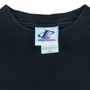 1990s vintage NFL Pittsburgh Steelers embroidered T-Shirt by Logo Athletic. Black in color with patch above right breast and on left sleeve, fits X-Large and is in excellent condition.