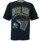 1990s vintage NCAA Notre Dame Fighting Irish basketball swish T-Shirt by Starter. Dark in color, fits Medium in size and is excellent condition.