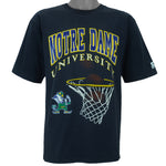1990s vintage NCAA Notre Dame Fighting Irish basketball swish T-Shirt by Starter. Dark in color, fits Medium in size and is excellent condition.