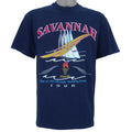 1996 vintage Atlanta Olympic Games Yachting T-Shirt by Hanes. Blue in color with "Site of 1996 Olympic Yachting Events" and "Savannah" spell-outs, Large in size and is in excellent condition.
