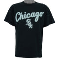 1990s vintage MLB Chicago White Sox spell-out T-Shirt by Lee Sport. Black in color, fits Large in size and is in very good condition.