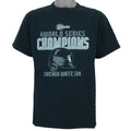 2005 vintage MLB Chicago White Sox World Series Champions spell-out T-Shirt by CSA. Black in color with helmet and team logo on front, Medium in size and is in excellent condition.