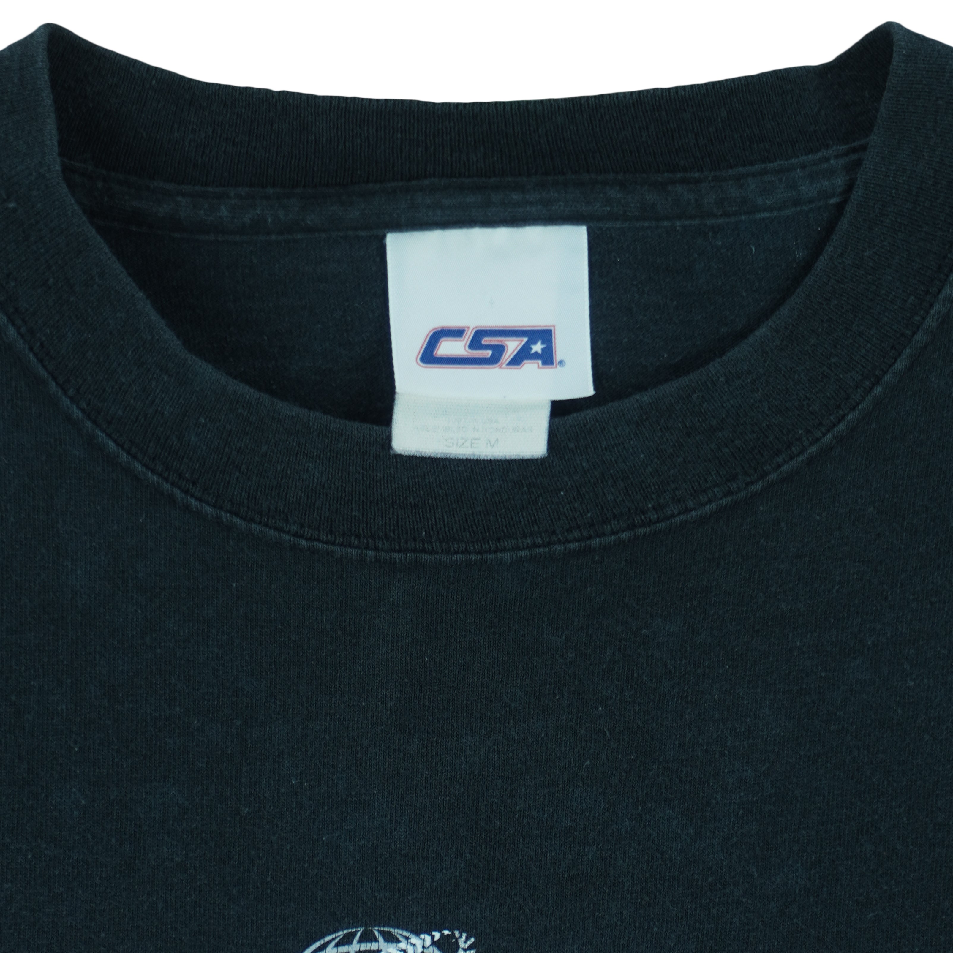 2005 vintage MLB Chicago White Sox World Series Champions spell-out T-Shirt by CSA. Black in color with helmet and team logo on front, Medium in size and is in excellent condition.