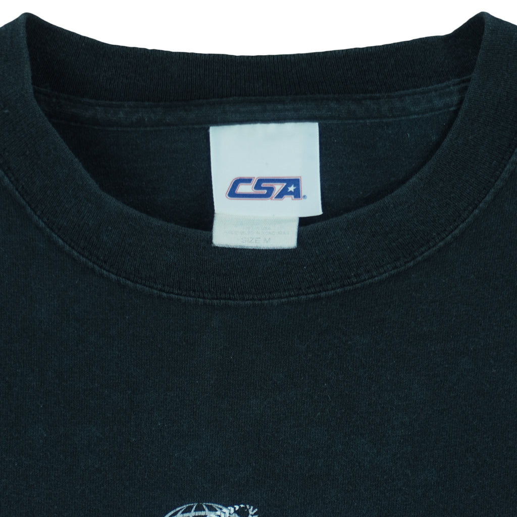 2005 vintage MLB Chicago White Sox World Series Champions spell-out T-Shirt by CSA. Black in color with helmet and team logo on front, Medium in size and is in excellent condition.