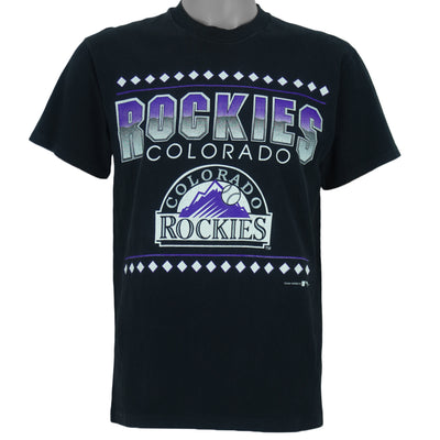MLB (Hanes) - Colorado Rockies Spell-Out T-Shirt 1993 Medium