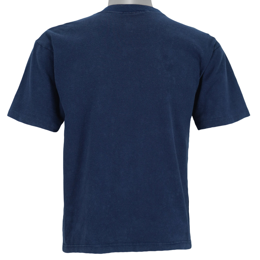 1990s vintage MLB Cleveland Indians embroidered spell-out T-Shirt by CS (Crable Sportwear). Dark blue in color, size Youth Medium and in excellent condition.