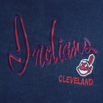 1990s vintage MLB Cleveland Indians embroidered spell-out T-Shirt by CS (Crable Sportwear). Dark blue in color, size Youth Medium and in excellent condition.