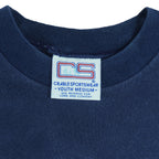1990s vintage MLB Cleveland Indians embroidered spell-out T-Shirt by CS (Crable Sportwear). Dark blue in color, size Youth Medium and in excellent condition.