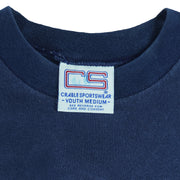 1990s vintage MLB Cleveland Indians embroidered spell-out T-Shirt by CS (Crable Sportwear). Dark blue in color, size Youth Medium and in excellent condition.