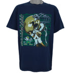 1990s vintage NCAA University of Notre Dame Fighting Irish helmet T-Shirt by Logo 7. Blue in color, X-Large in size and is in excellent condition.