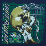 1990s vintage NCAA University of Notre Dame Fighting Irish helmet T-Shirt by Logo 7. Blue in color, X-Large in size and is in excellent condition.