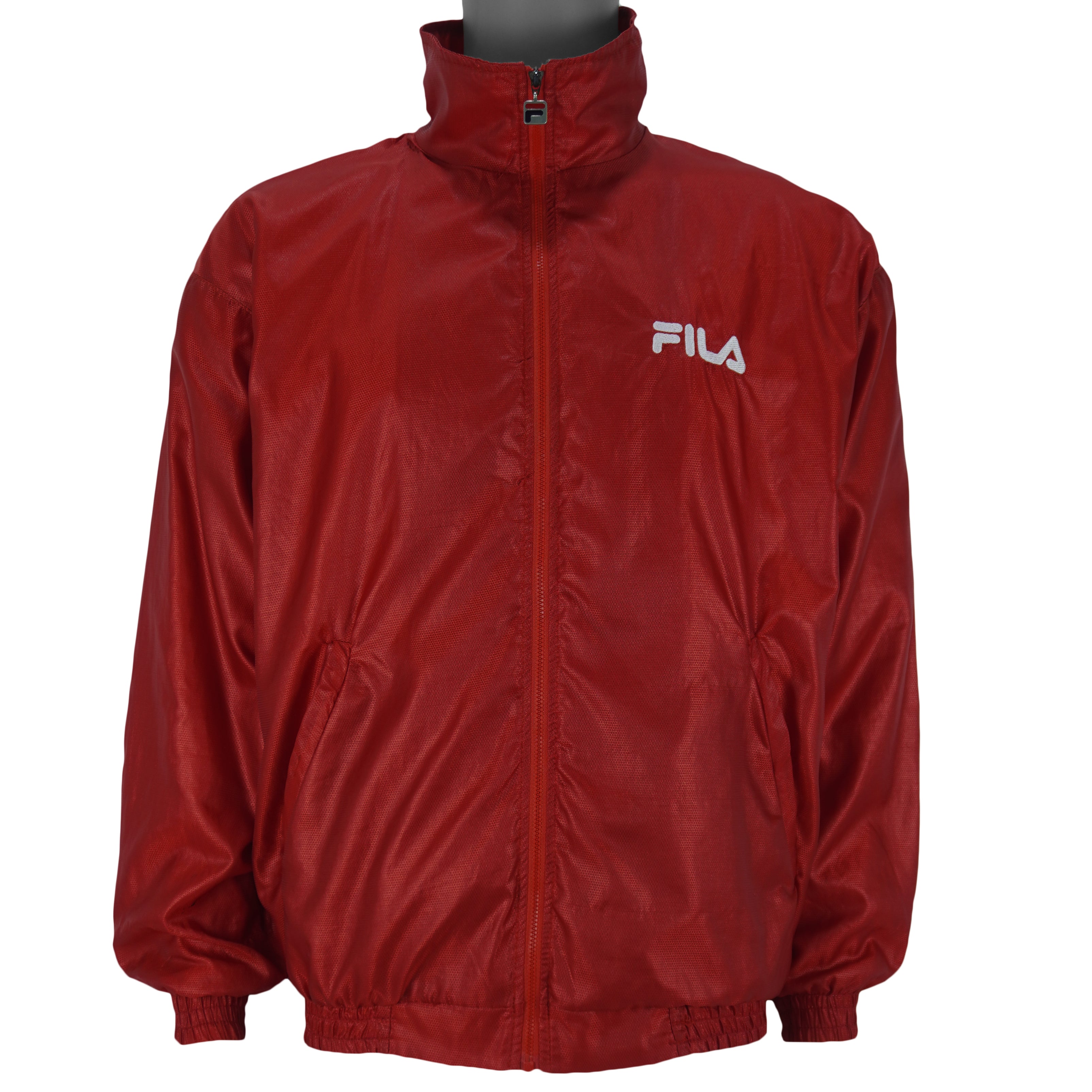 Vintage FILA Red Embroidered Zip Up Jacket 1990s Medium Vintage Club Clothing