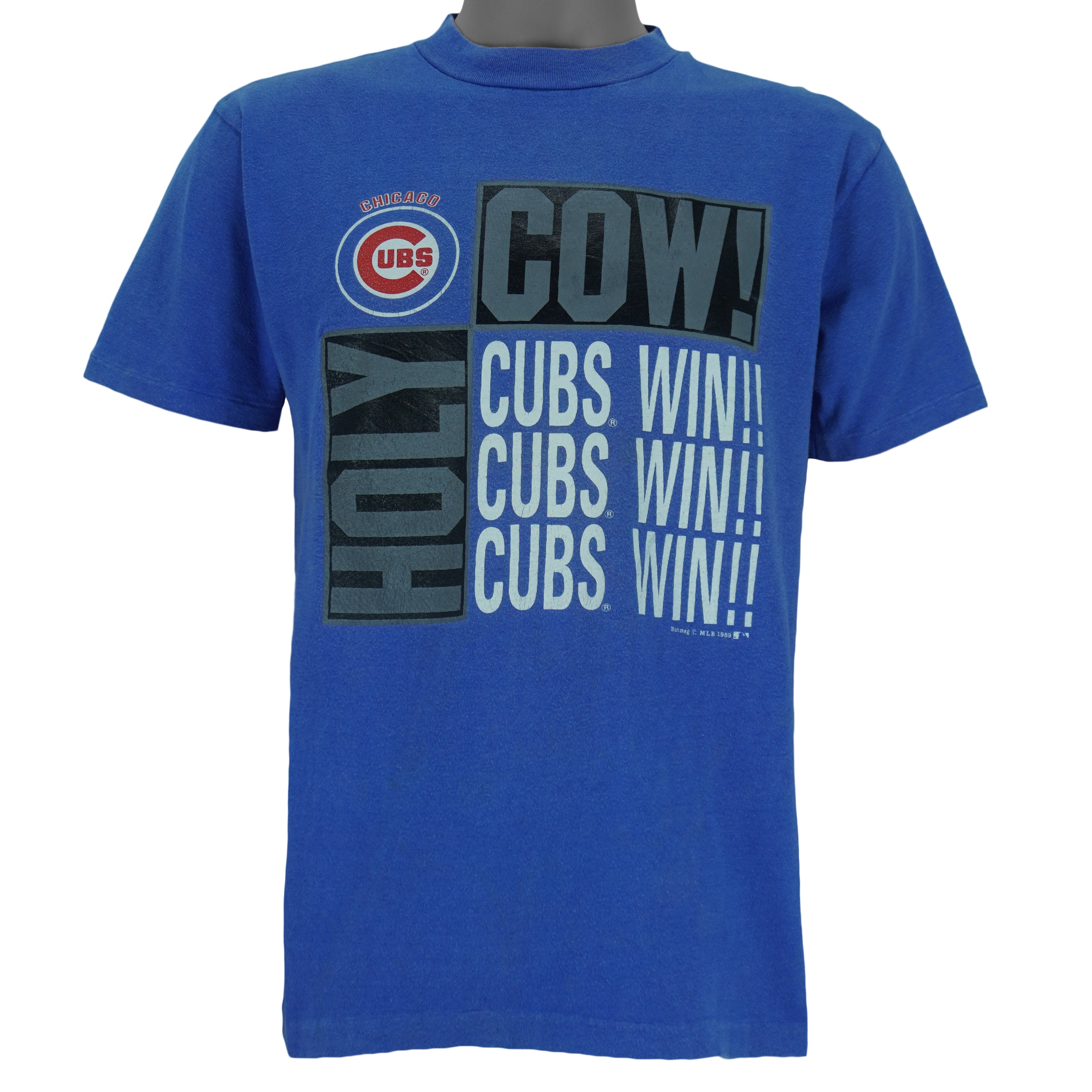 MLB (Nutmeg) - Chicago Cubs Win Single Stitch T-Shirt 1989 Medium Vintage Retro Baseball