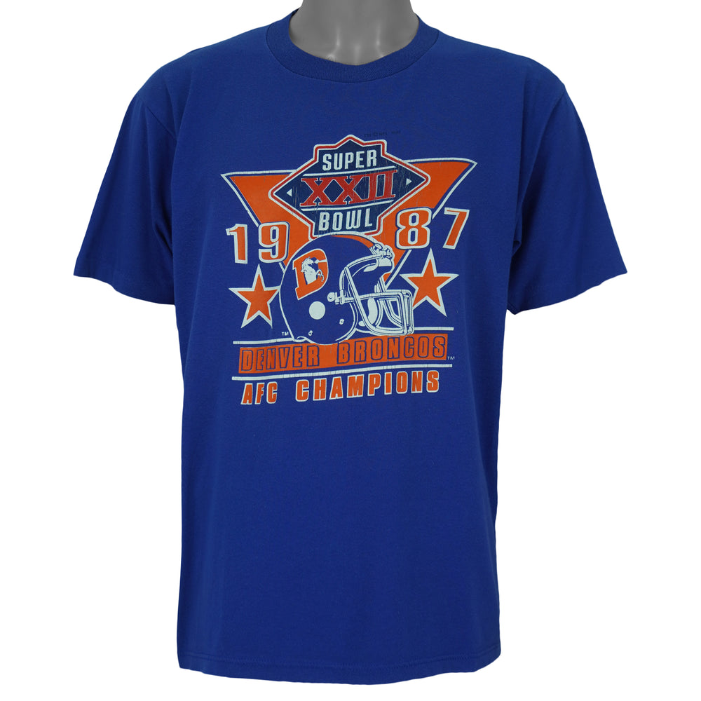 NFL (Jerzees) - Denver Broncos AFC Champions T-Shirt 1987 X-Large Vintage retro football