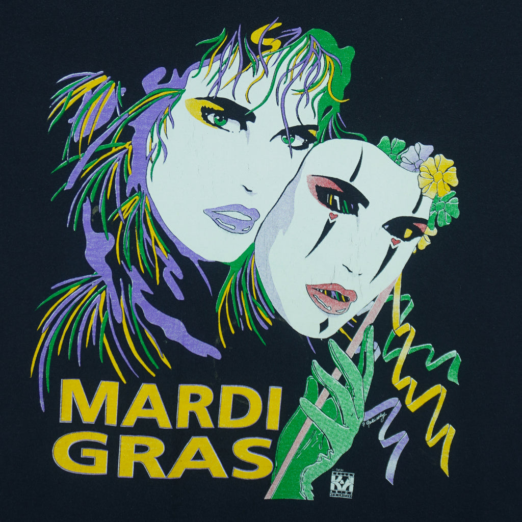 Vintage (Best) - Mardi Gras Mask Magic T-Shirt 1990 Large