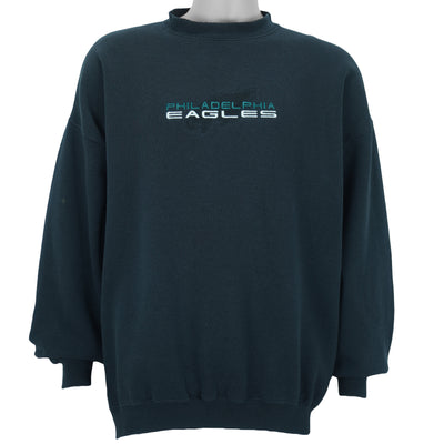 NFL (Majestic) - Philadelphia Eagles Embroidered Crew Neck Sweatshirt 1990s XX-Large