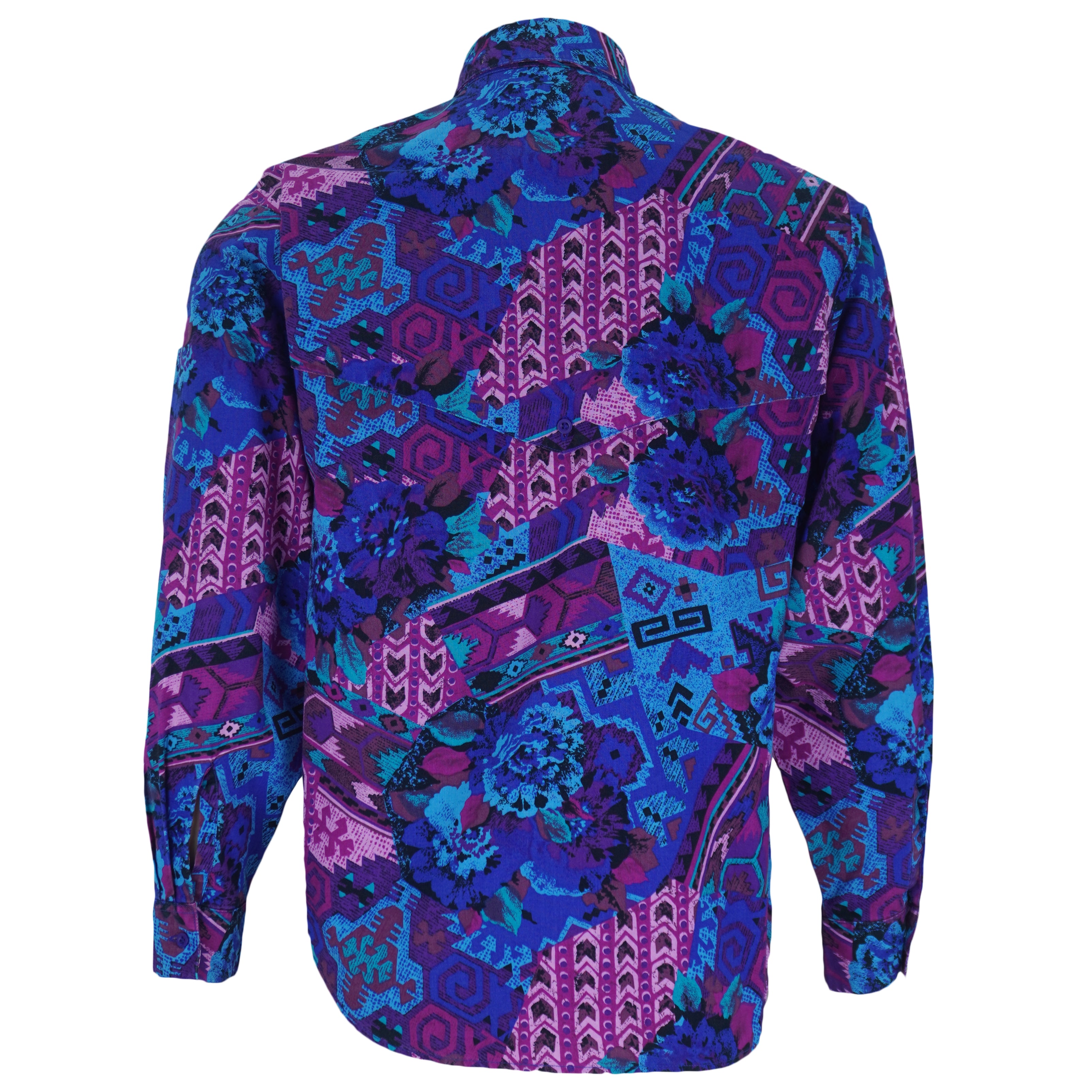 Vintage - Wrangler Vibrant Southwestern Floral Aztec Button-Up Shirt 1990s Medium vintage retro