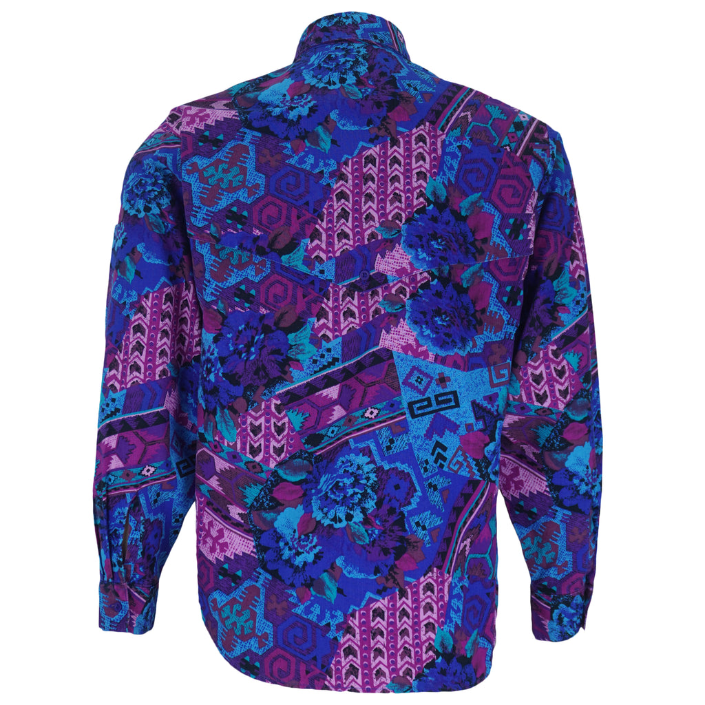Vintage - Wrangler Vibrant Southwestern Floral Aztec Button-Up Shirt 1990s Medium vintage retro