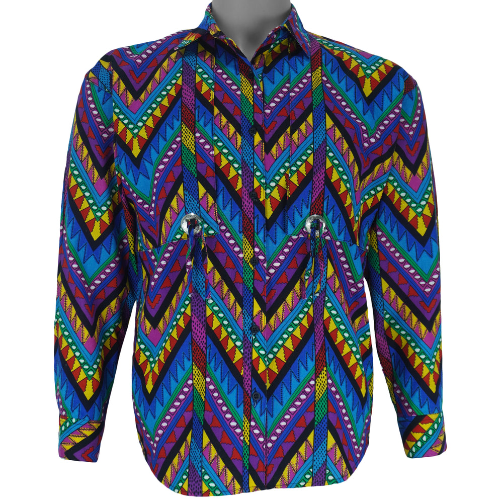Vintage - Wrangler Multicolor Chevron Geometric Pattern Shirt 1990s Small vintage retro