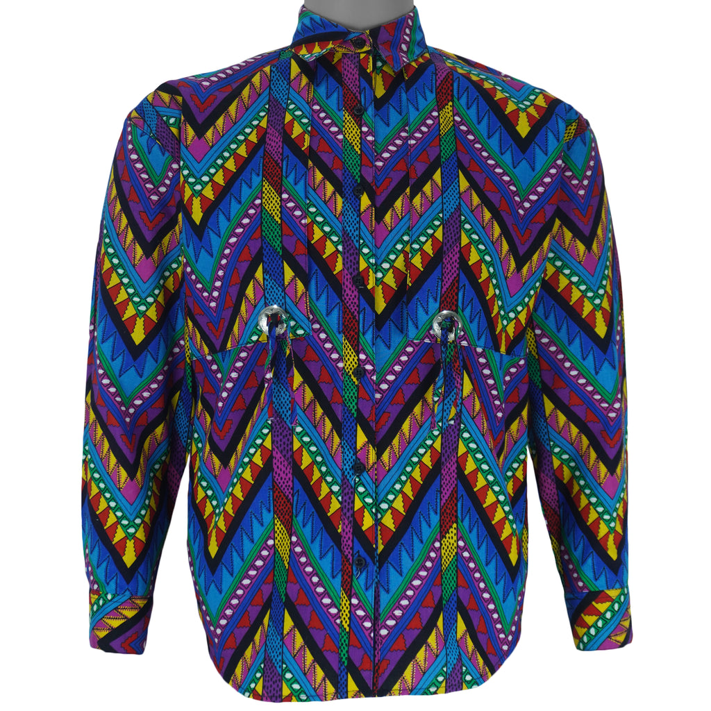 Vintage - Wrangler Multicolor Chevron Geometric Pattern Shirt 1990s Small vintage retro