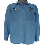 Disney (Jerry Leigh) - Mickey & Minnie Embroidered Denim Shirt 1990s Medium