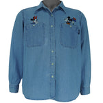 Disney (Jerry Leigh) - Mickey & Minnie Embroidered Denim Shirt 1990s Medium