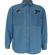 Disney (Jerry Leigh) - Mickey & Minnie Embroidered Denim Shirt 1990s Medium