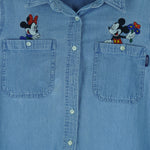 Disney (Jerry Leigh) - Mickey & Minnie Embroidered Denim Shirt 1990s Medium