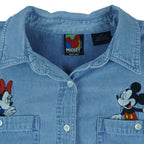 Disney (Jerry Leigh) - Mickey & Minnie Embroidered Denim Shirt 1990s Medium