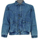Vintage (Bobson) - Denim Jacket with Airline Print Travel Liner 1990s Medium