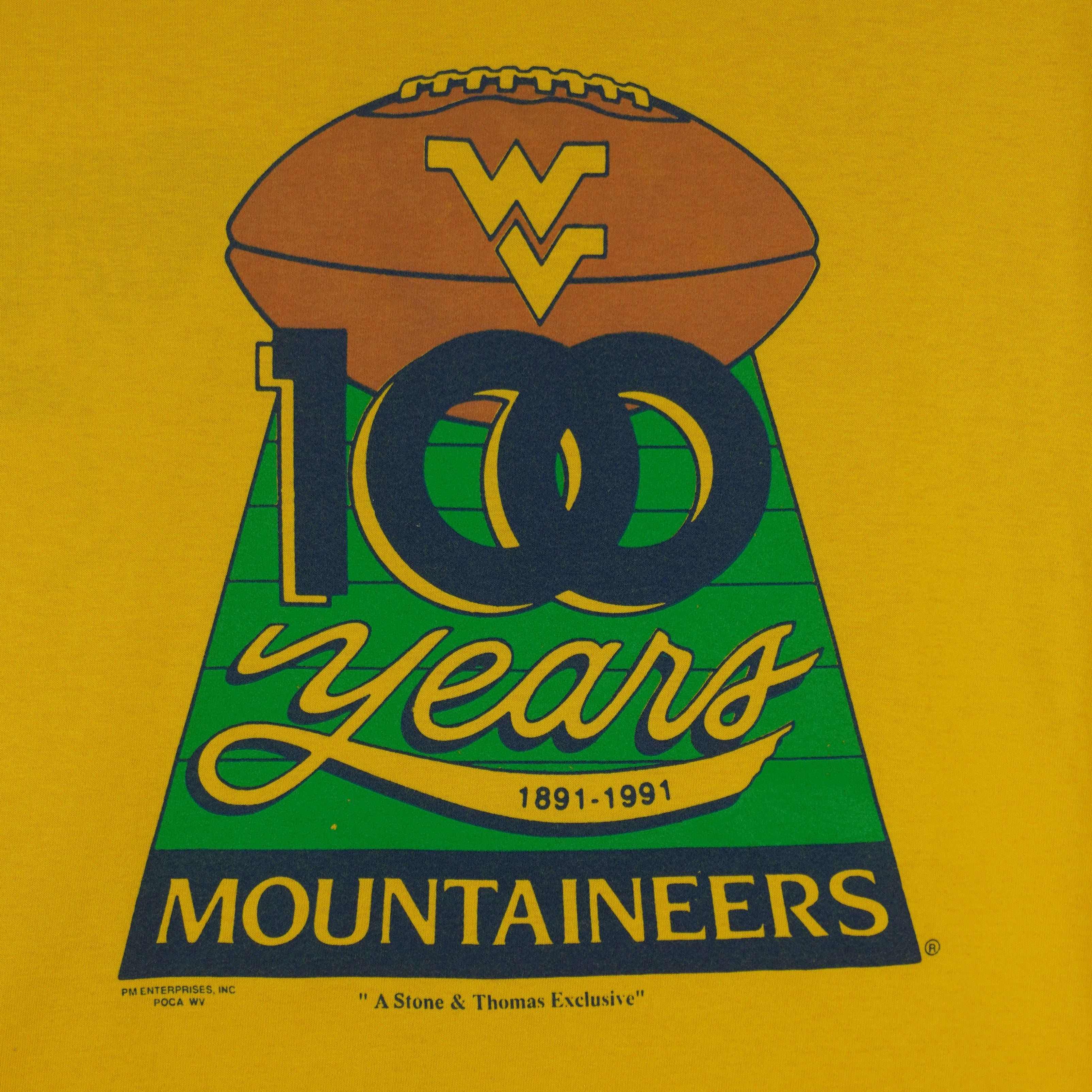 NCAA - West Virginia Mountaineers 100 Years T-Shirt 1991 Medium vintage retro football college