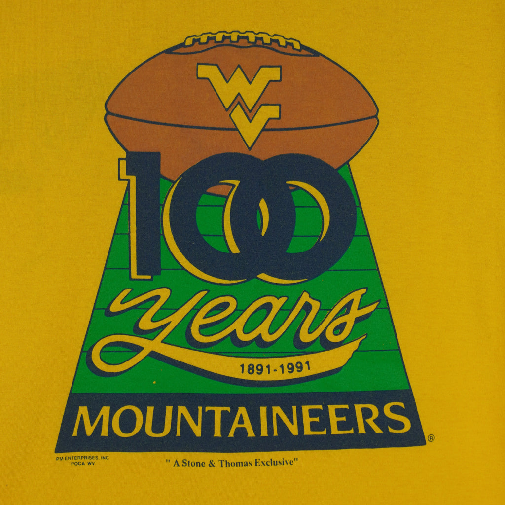NCAA - West Virginia Mountaineers 100 Years T-Shirt 1991 Medium vintage retro football college
