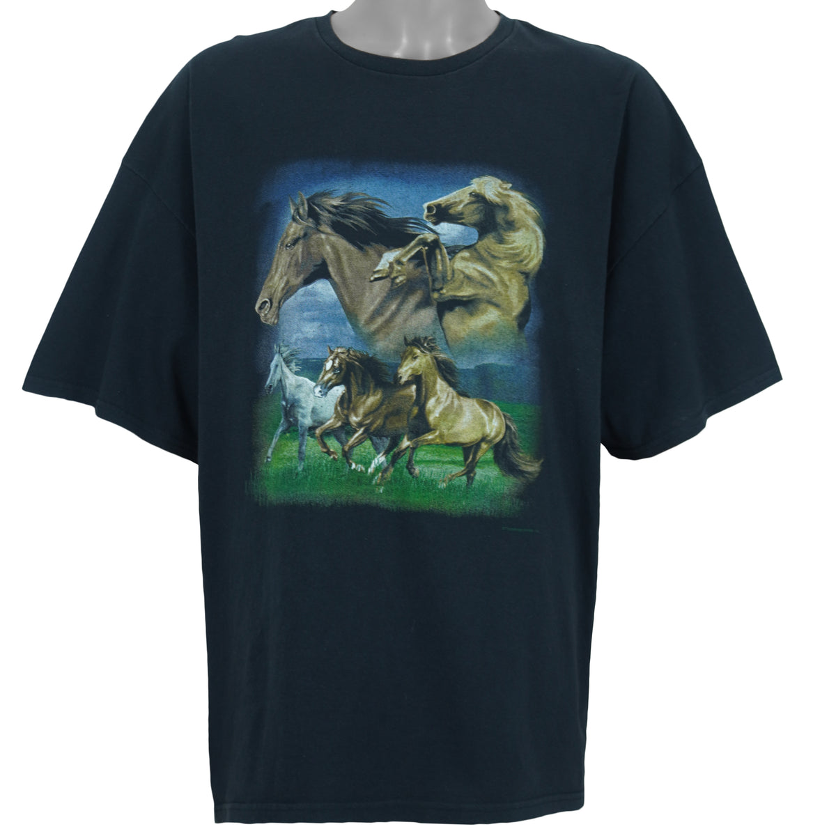 Vintage (Thundersportswear) - Running Horses Single Stitch T-Shirt 1990s XX-Large vintage retro
