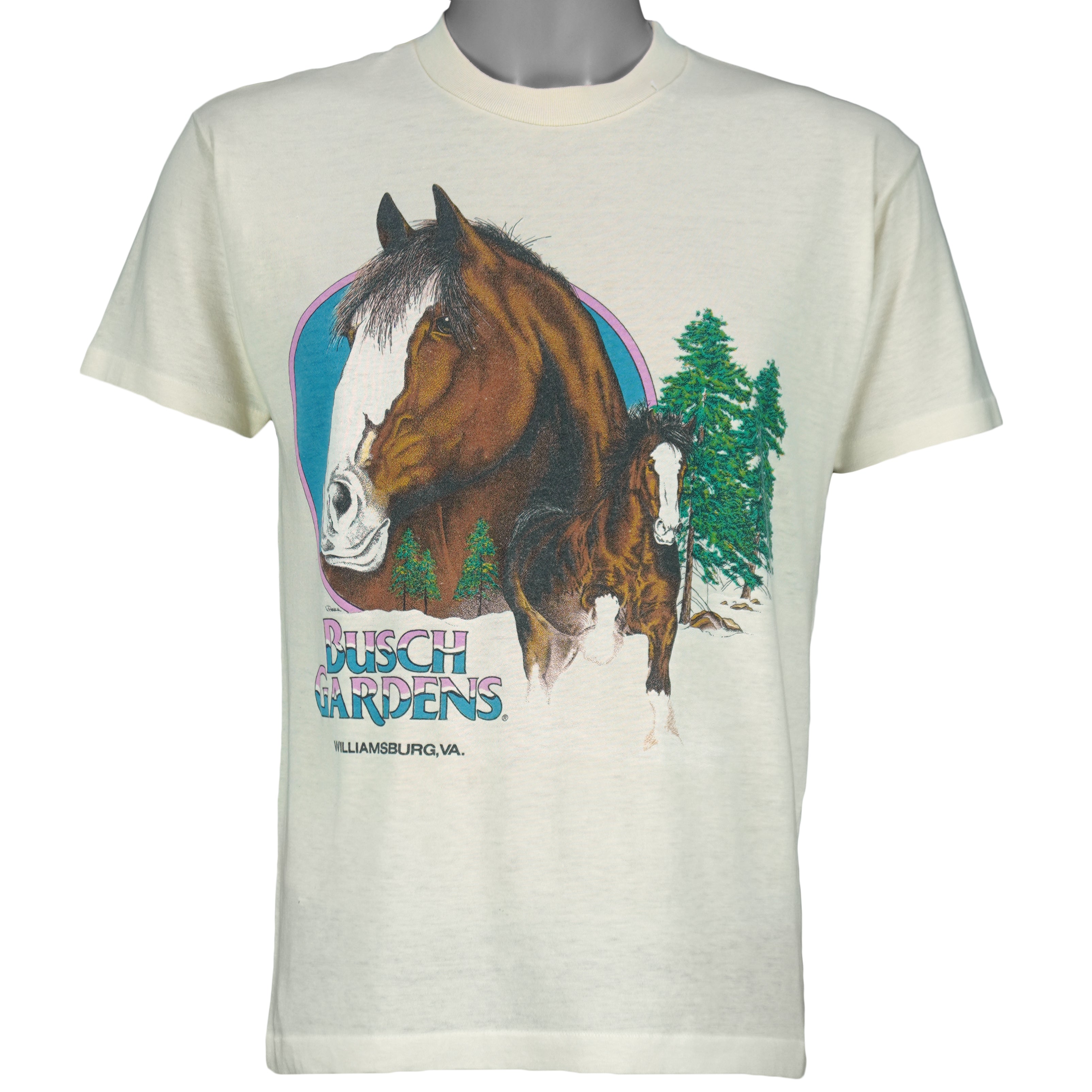 Vintage (Signal) - Busch Gardens Williamsburg Horse Graphic T-Shirt 1990s Large Vintage Retro