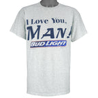 Budweiser (Delta) - Bud Light I Love You Man Single Stitch T-Shirt 1995 Large Vintage Retro