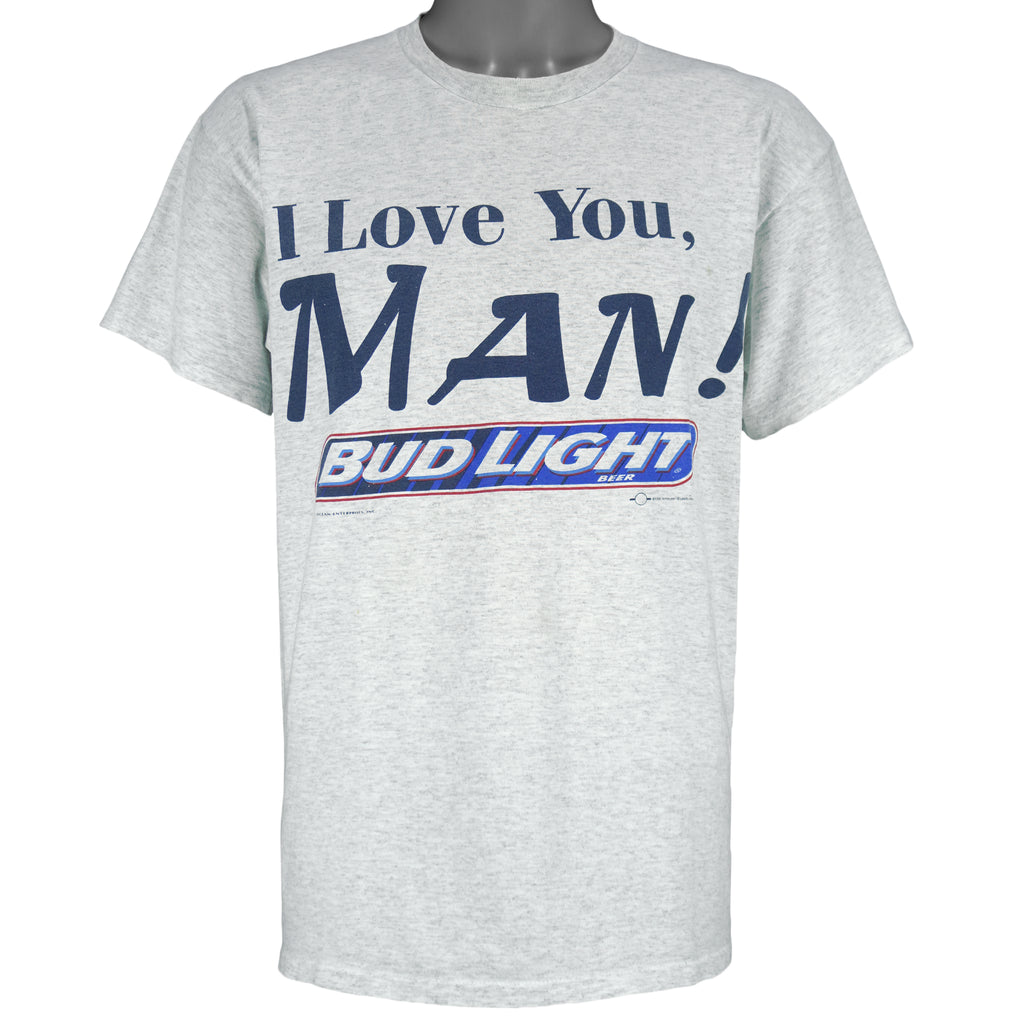 Budweiser (Delta) - Bud Light I Love You Man Single Stitch T-Shirt 1995 Large Vintage Retro
