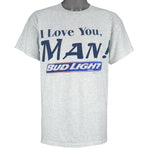 Budweiser (Delta) - Bud Light I Love You Man Single Stitch T-Shirt 1995 Large Vintage Retro