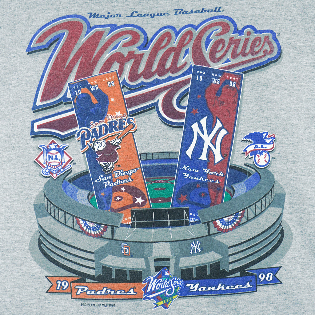 MLB - World Series New York Yankees vs San Diego Padres T-Shirt 1998 Large Vintage Retro Baseball