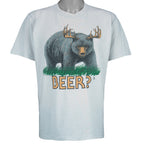 Vintage (Jerzees) - "Beer?" Bear-Deer Single stitch T-Shirt 1990s Large Vintage Retro