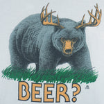 Vintage (Jerzees) - "Beer?" Bear-Deer Single stitch T-Shirt 1990s Large Vintage Retro