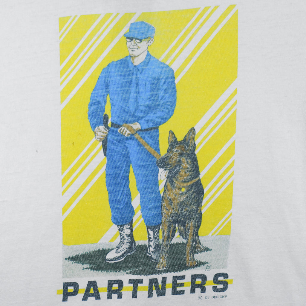 Vintage (Hanes) - Partners Dog Handler Single Stitch T-Shirt 1990s Medium Vintage Retro