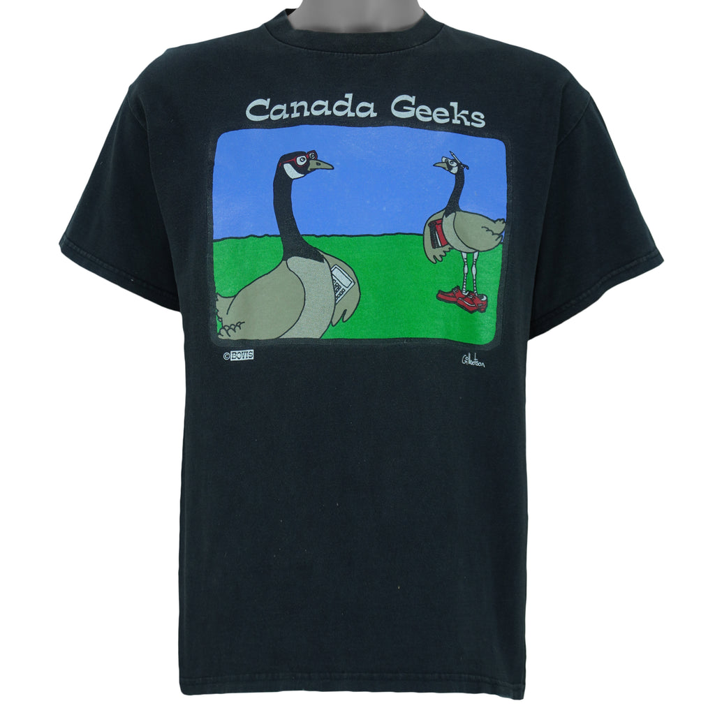 Vintage (Tultex) - Canada Geeks Cartoon Goose T-Shirt 1990s Large Vintage Retro